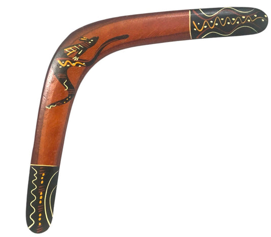 18” Boomerang Hand-painted Wood 100% Aboriginal Murra Wolka Made in Australia