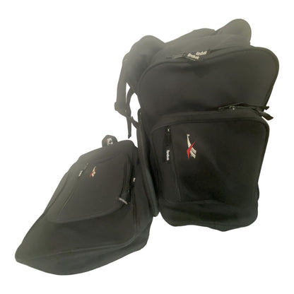 Reebok Black Canvas Luggage Duffle Bag with Two Zipper Attached Backpacks Rare