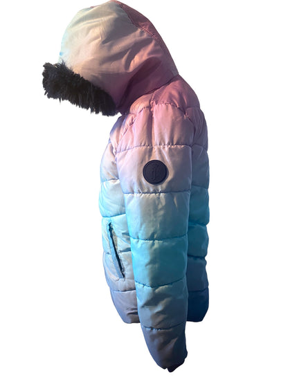 SOLD ** SOLD Juicy Couture GIRLS Puffer Jacket Ombre KIDS Coat with Faux Fur Hoodie Youth Child Large Size 14