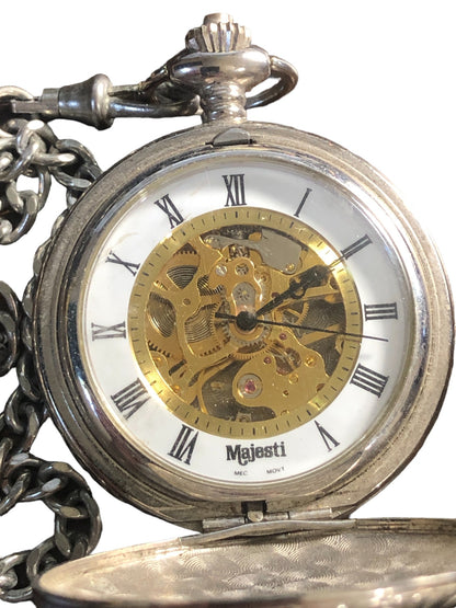 Majesti Pocket Watch Silver & Gold Tone Vintage 17 Jewel