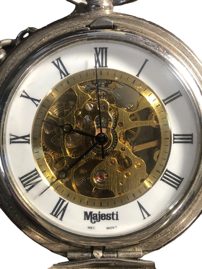 Majesti Pocket Watch Silver & Gold Tone Vintage 17 Jewel