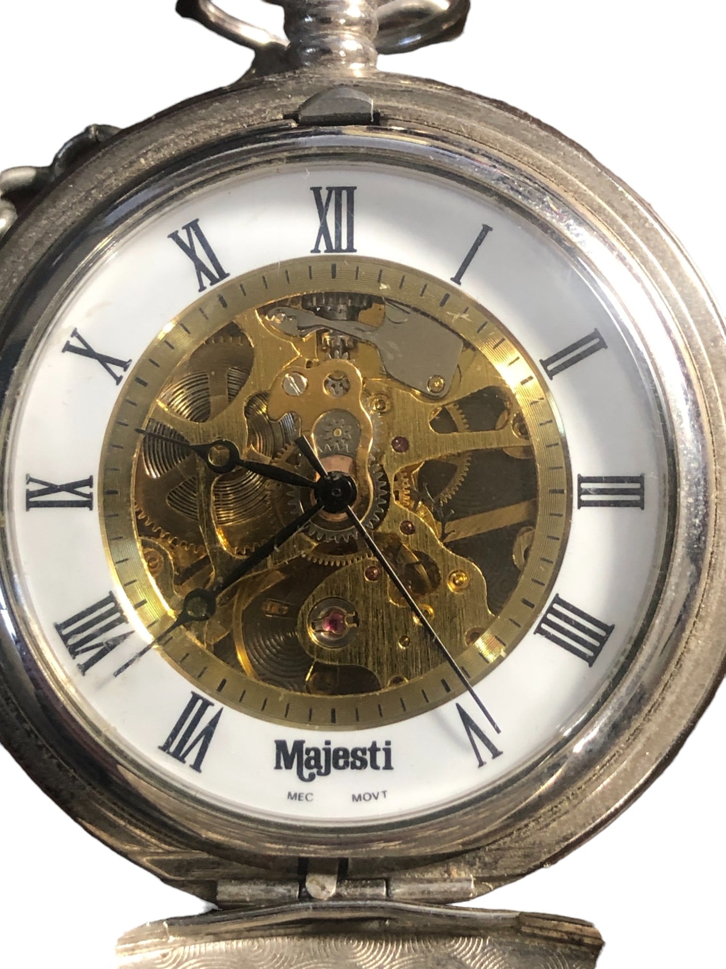 Majesti Pocket Watch Silver & Gold Tone Vintage 17 Jewel