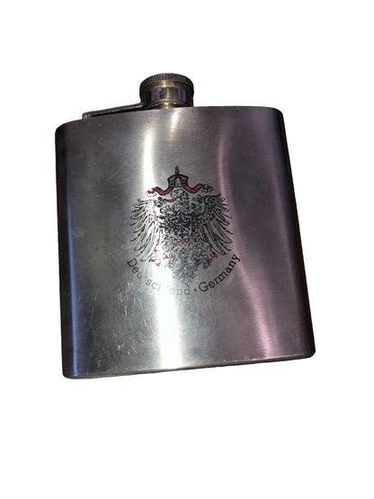 Stainless Steal Pocket Liquor Flask Deutschland Germany 6 ounce Size 4x3.5