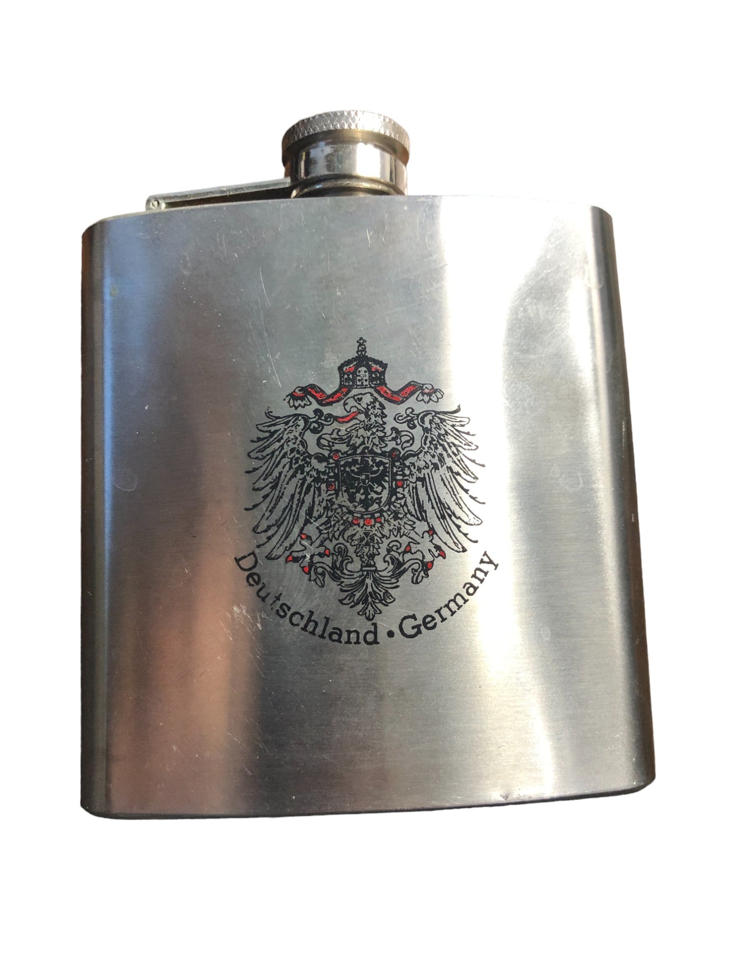 Stainless Steal Pocket Liquor Flask Deutschland Germany 6 ounce Size 4x3.5