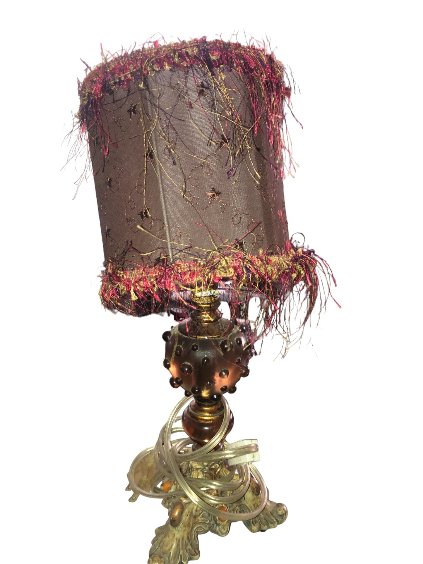 Portfolio Moulin Rouge Pink & Stone Finish Black Feather Shade Boudoir Lamp