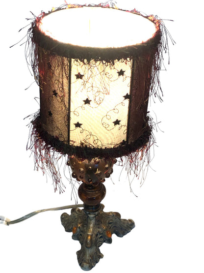 Portfolio Moulin Rouge Pink & Stone Finish Black Feather Shade Boudoir Lamp