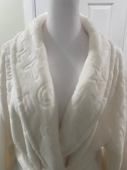 Tommy Hilfiger Logo Size L/XL Plush Belted Robe White Super Soft with Two Pockets