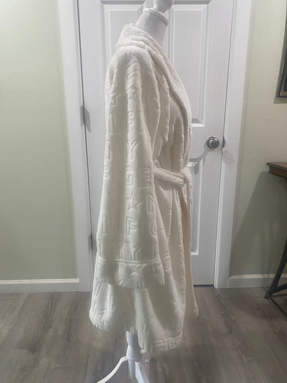 Tommy Hilfiger Logo Size L/XL Plush Belted Robe White Super Soft with Two Pockets