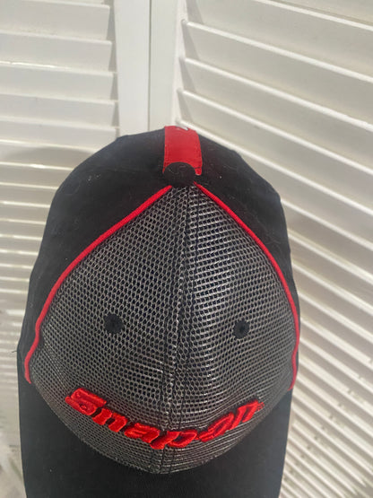 Snap-On Baseball Cap Black Gray RED Embroidered with stretch banding headwear