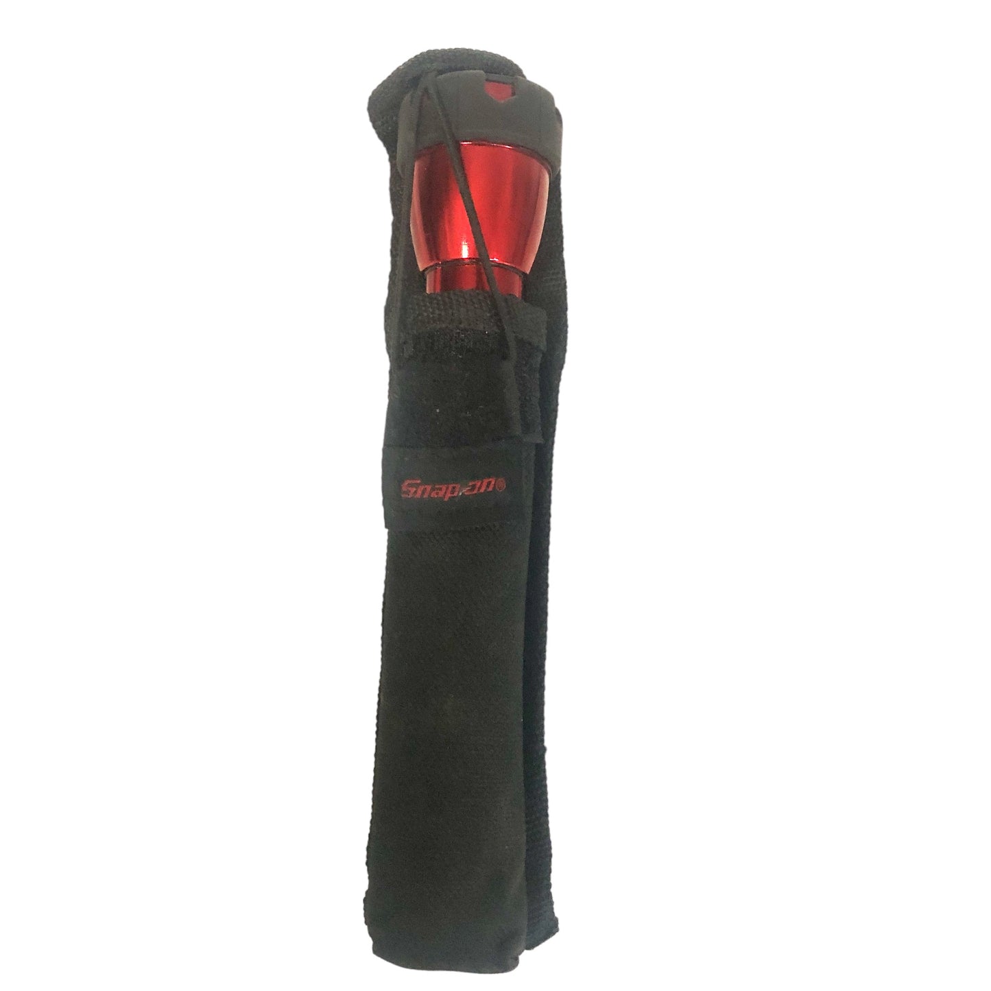 Snap On Flashlight Red Anodized Aluminum With Carrying Pouch 2-AA Batteries