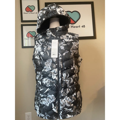 🩷 SOLD 🩷  Lole Women’s Large Vest Packable Down Hooded Puffer Pockets Rose Black Winter RARE