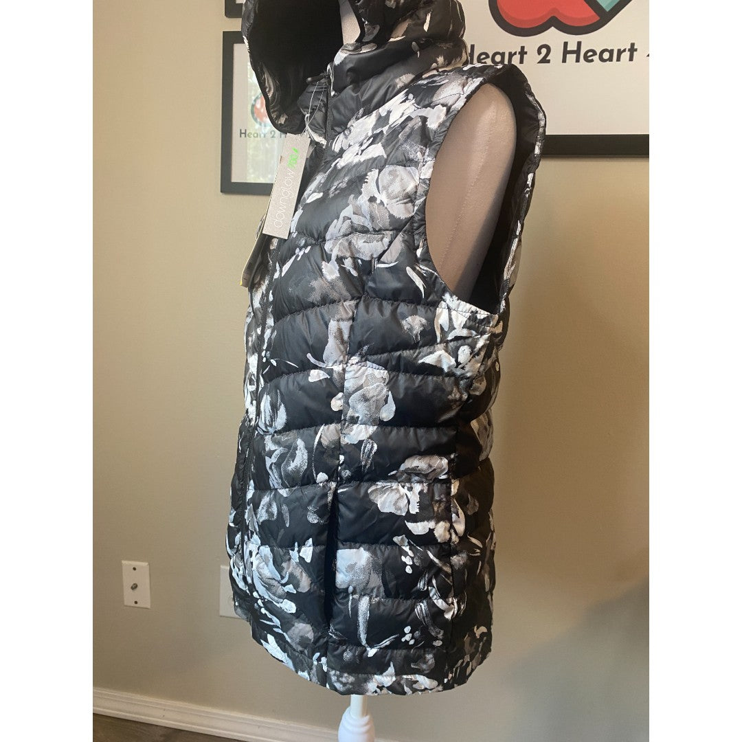 🩷 SOLD 🩷  Lole Women’s Large Vest Packable Down Hooded Puffer Pockets Rose Black Winter RARE