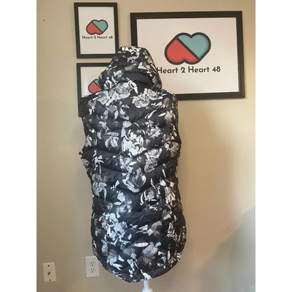 🩷 SOLD 🩷  Lole Women’s Large Vest Packable Down Hooded Puffer Pockets Rose Black Winter RARE