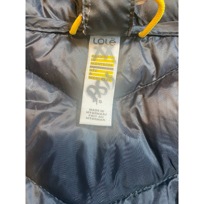 🩷 SOLD 🩷  Lole Women’s Large Vest Packable Down Hooded Puffer Pockets Rose Black Winter RARE