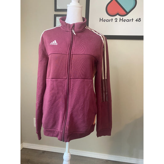 adidas Track Jacket Full Zipper UNISEX Adult SIZE Medium Three Bar Logo Maroon