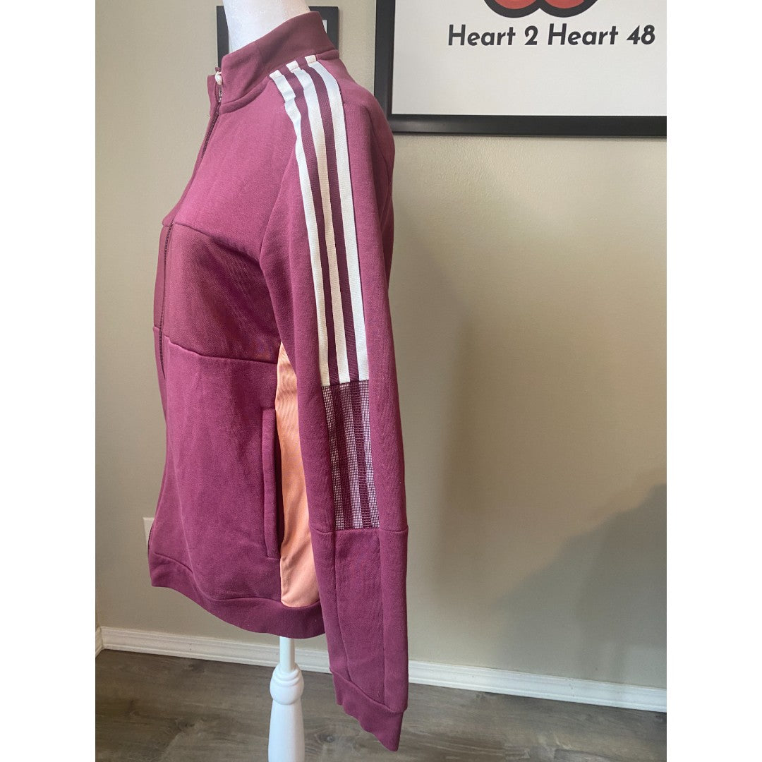 adidas Track Jacket Full Zipper UNISEX Adult SIZE Medium Three Bar Logo Maroon