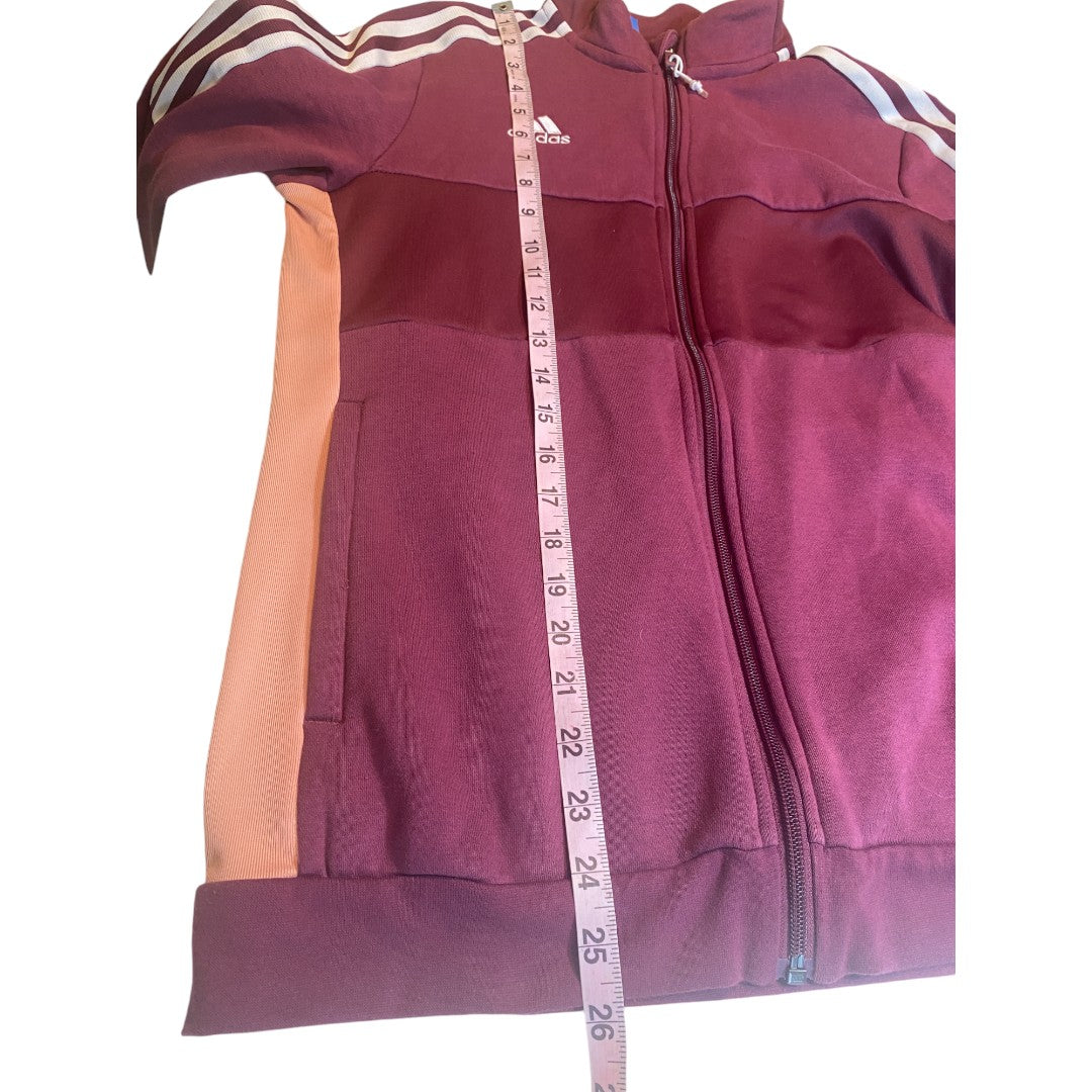 adidas Track Jacket Full Zipper UNISEX Adult SIZE Medium Three Bar Logo Maroon