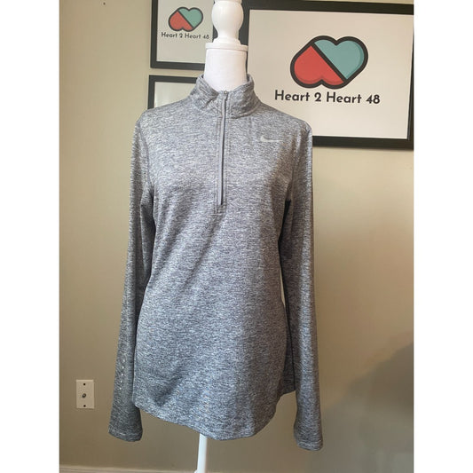 Nike Dri Fit 1/4 Zip Long Sleeve Running Pullover Shirt Women's SMALL Gray