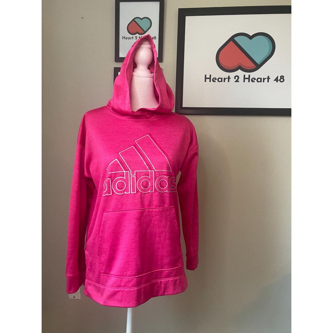 adidas Pink Pullover Hoodie Sweatshirt Youth XL Girls Jr. Size XL-16 3 Bar Logo