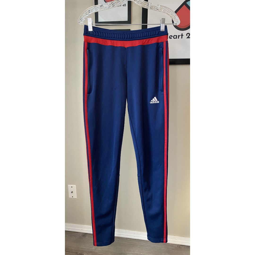 adidas Women's Track Pants Navy Blue Red Striped Performance Athletic Size Small