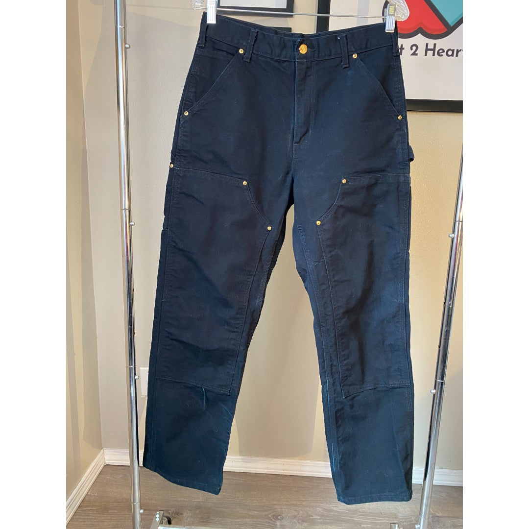 💗 SOLD 💗 Carhartt B01 BLK 30 x 30 Black Dungaree Fit Washed Duck Canvas Carpenter Pants