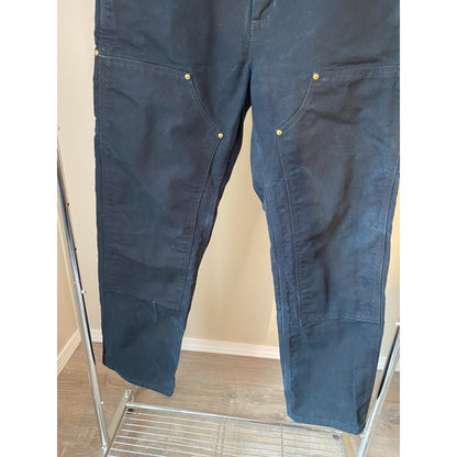 💗 SOLD 💗 Carhartt B01 BLK 30 x 30 Black Dungaree Fit Washed Duck Canvas Carpenter Pants