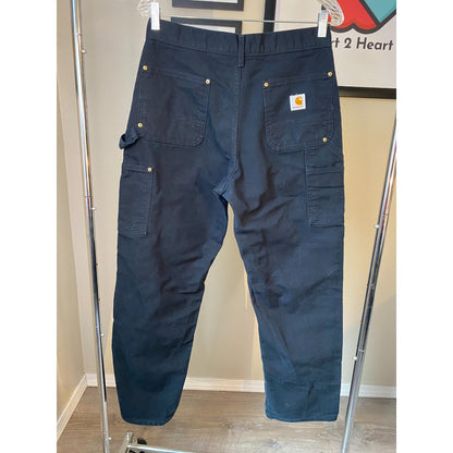 💗 SOLD 💗 Carhartt B01 BLK 30 x 30 Black Dungaree Fit Washed Duck Canvas Carpenter Pants