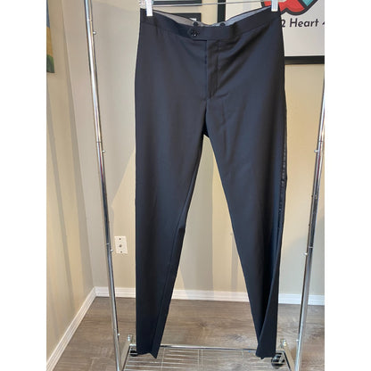 💗 SOLD 💗 Men's Calvin Klein Black Tuxedo Pants Side Satin Striped 100% Wool 34" x 36 1/2"