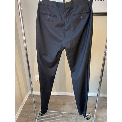 💗 SOLD 💗 Men's Calvin Klein Black Tuxedo Pants Side Satin Striped 100% Wool 34" x 36 1/2"