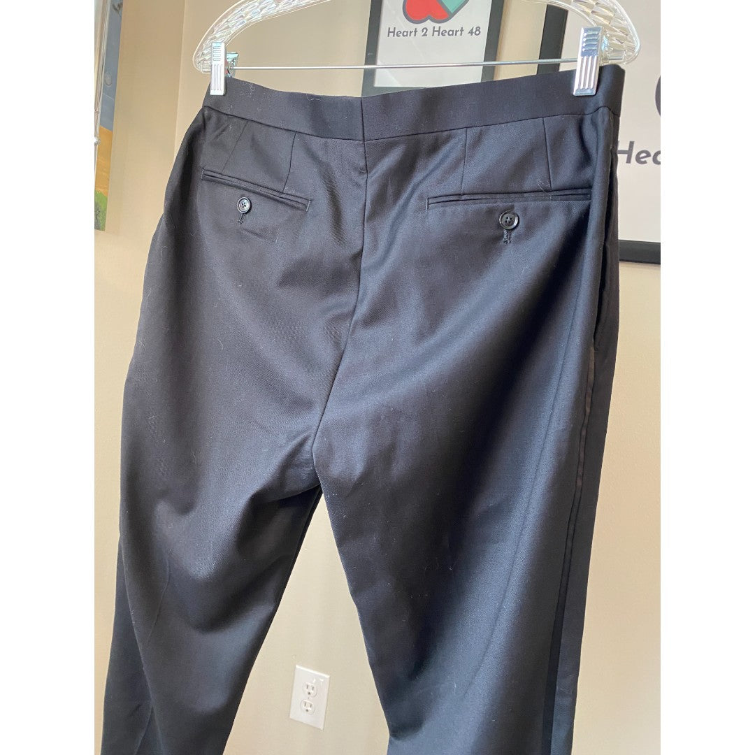 💗 SOLD 💗 Men's Calvin Klein Black Tuxedo Pants Side Satin Striped 100% Wool 34" x 36 1/2"