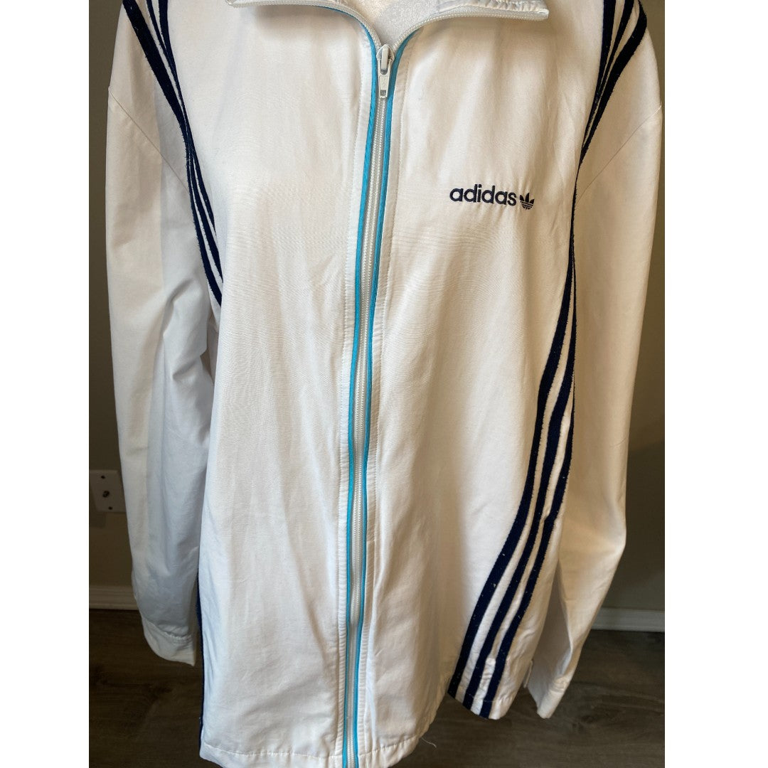 adidas Men's LARGE Trefoil Racing Crepe Windbreaker Track Jacket White 2006 Rare Pre-Loved