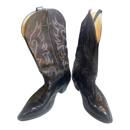 💚 SOLD 💖Nocona Vintage Black Exotic Eel Skin Cowboy Boots Side Zipper Men's Size 13D