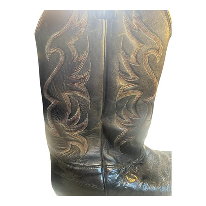 💚 SOLD 💖Nocona Vintage Black Exotic Eel Skin Cowboy Boots Side Zipper Men's Size 13D