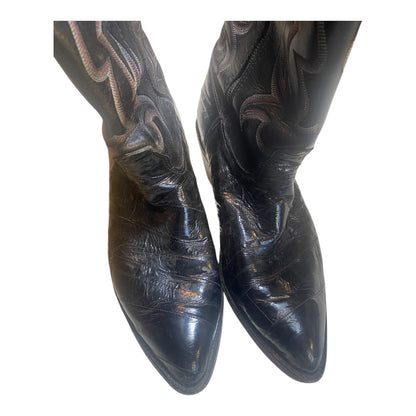 💚 SOLD 💖Nocona Vintage Black Exotic Eel Skin Cowboy Boots Side Zipper Men's Size 13D