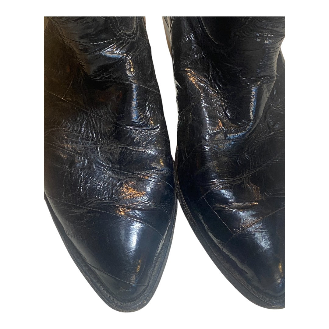 💚 SOLD 💖Nocona Vintage Black Exotic Eel Skin Cowboy Boots Side Zipper Men's Size 13D