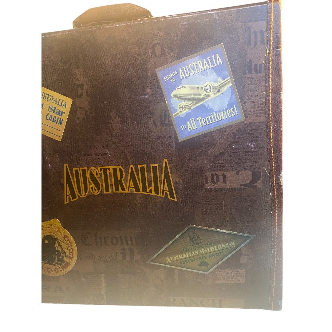 Australia Home Deco Sticker Cardboard Suitcase Leather Handle Brass Faux Leather