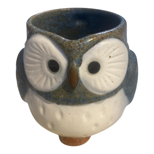 Kotobuki Blue, Brown, and White Owl Coffee Mug With Handle Made in Japan Original Label