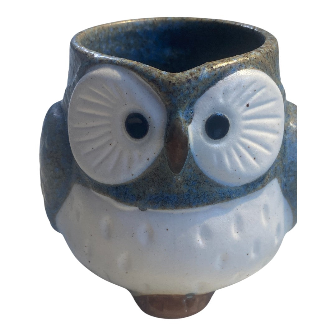 Kotobuki Blue, Brown, and White Owl Coffee Mug With Handle Made in Japan Original Label