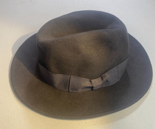 Kenny K. Fedora 100% WOOL MEN'S Size Medium Gray Hat with Gray Ribbon