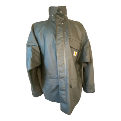 💗💗SOLD💗💗Carhartt Men's Rain Jacket Green RN:14806 HOOD MISSING PAINT STAIN Size: Large