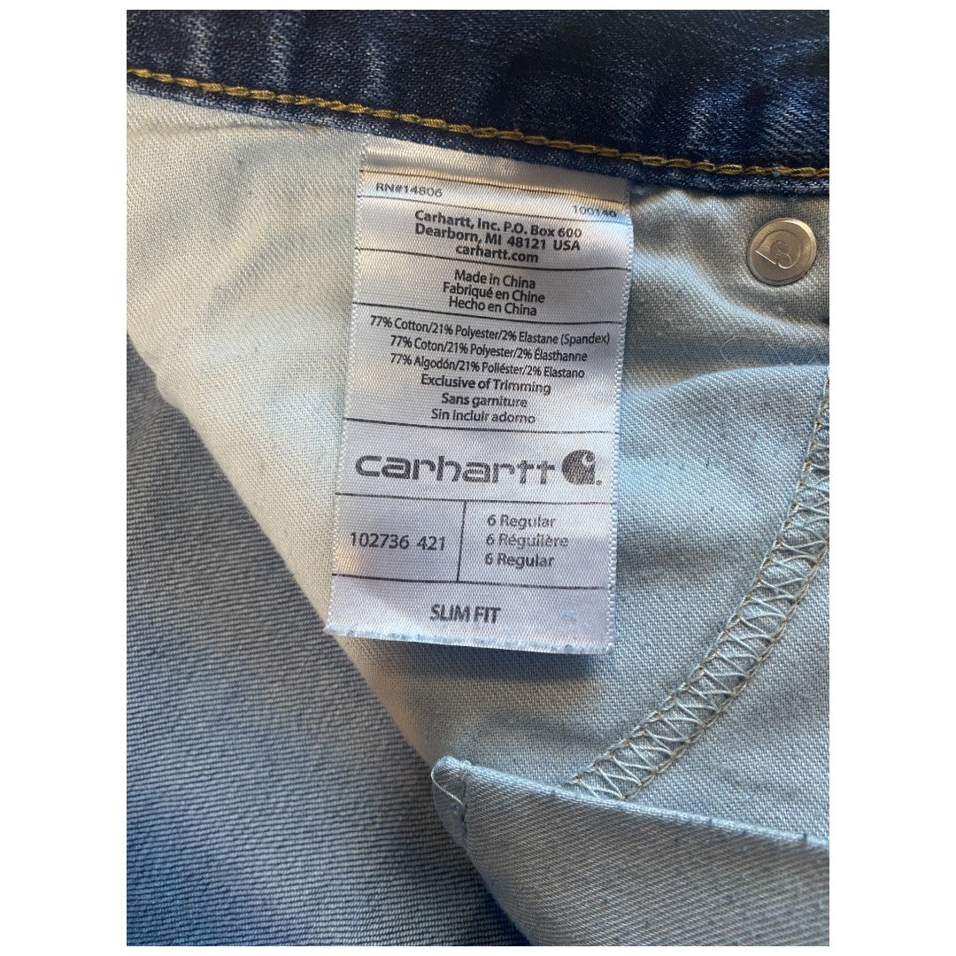 💚 SOLD 💖Carhartt Women's Size 6 Regular Slim Fit Boot Cut Denim Jeans 30" x 30 "