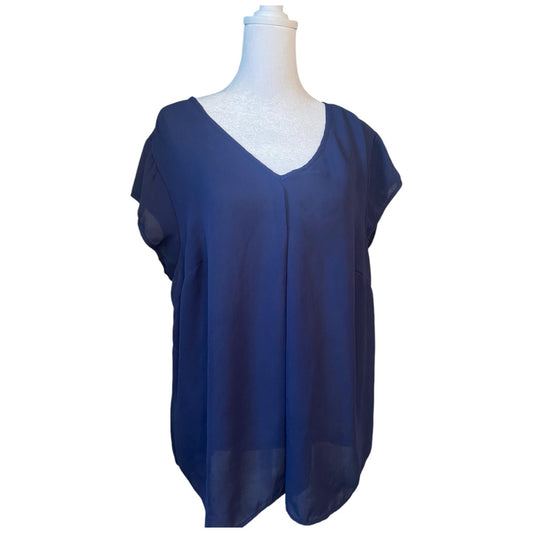 DR2 Women's Top Dark Blue Short Sleeve Blouse Size X-Large