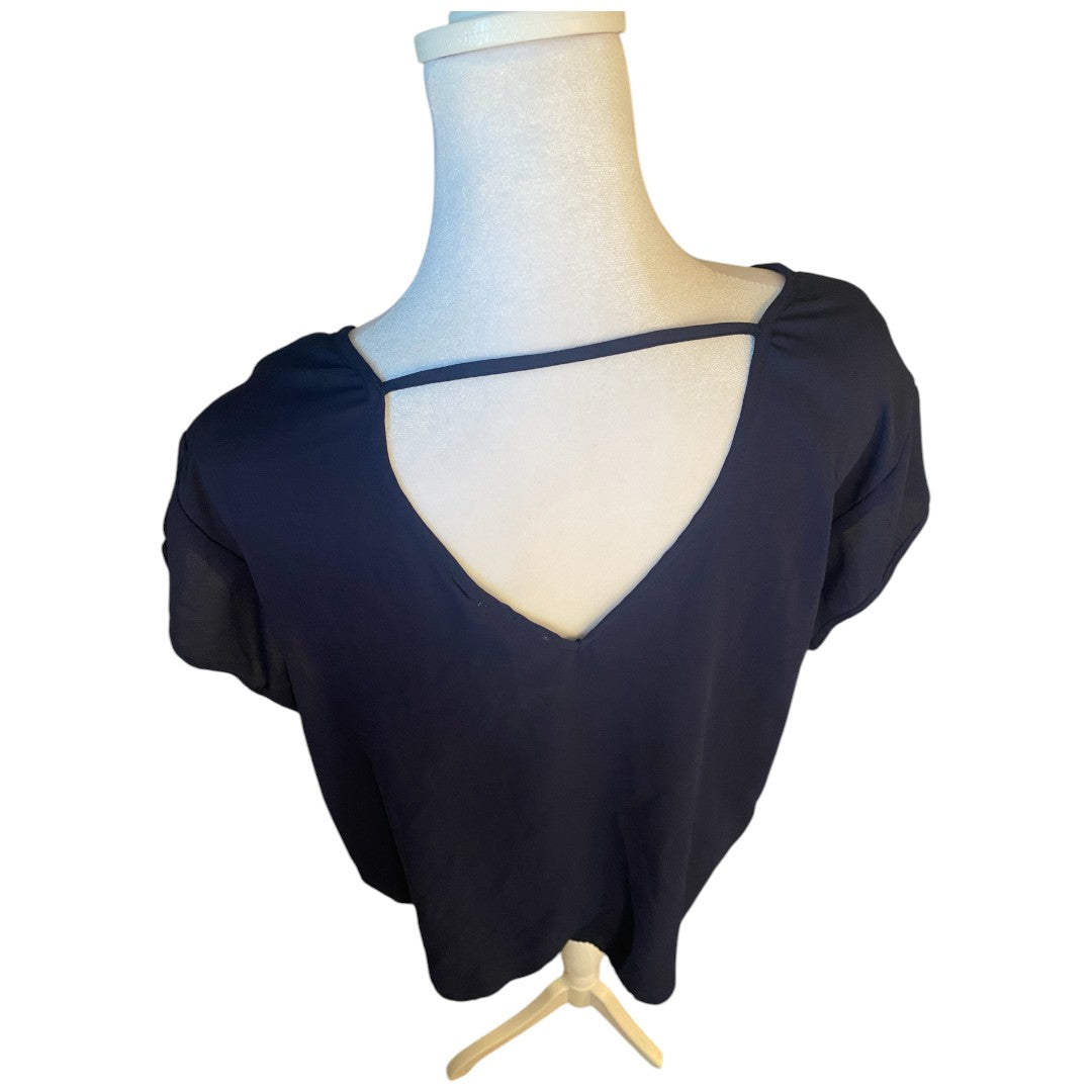 DR2 Women's Top Dark Blue Short Sleeve Blouse Size X-Large