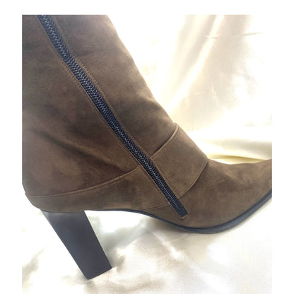 Miss Rossi Rare Sergio Rossi Brown Suede 4" Heels Boots Made in Italy Women's Size 9.5