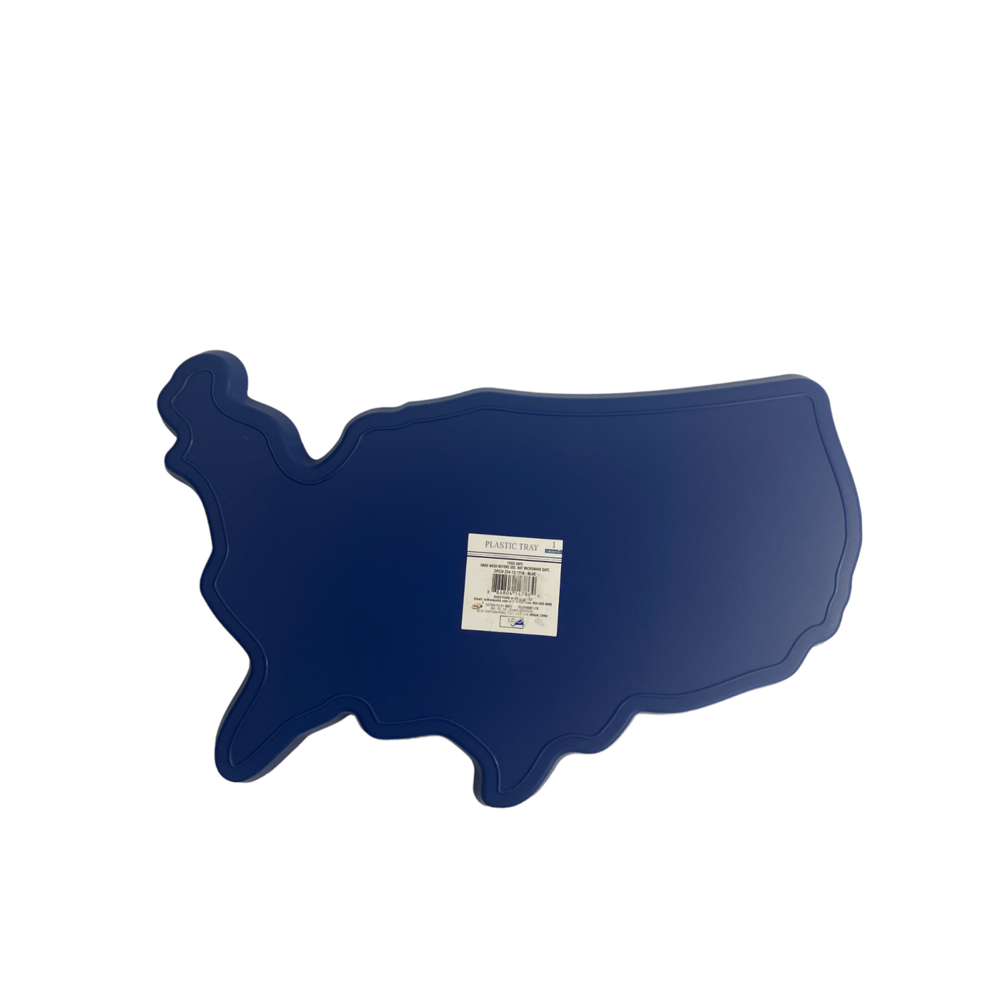 United States of America-shaped Blue Plastic Serving Tray with decorative stars Qty. Six trays in a set.