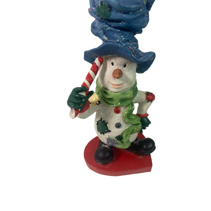 Snowman Candlestick Holders Set Wearing Scarfs Christmas Set Holiday Decoration