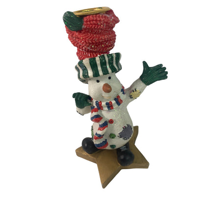 Snowman Candlestick Holders Set Wearing Scarfs Christmas Set Holiday Decoration