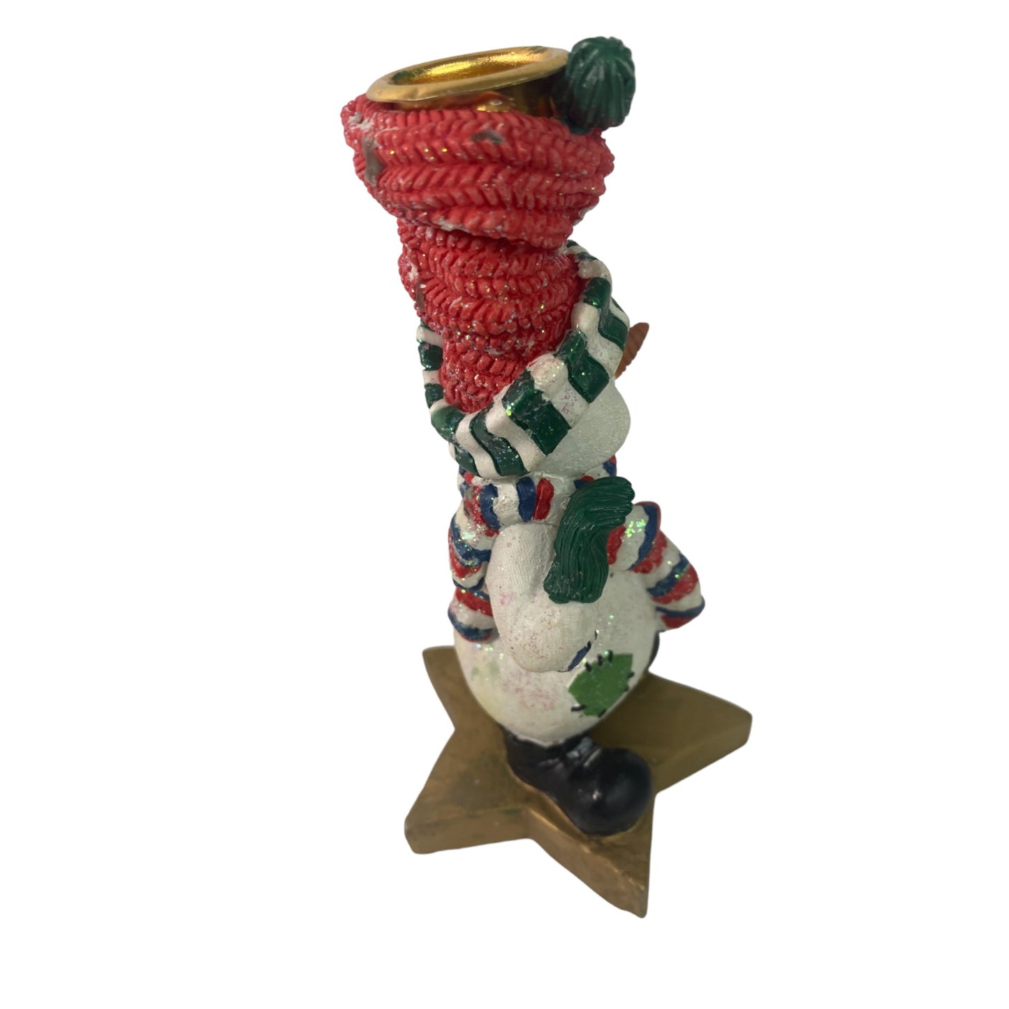 Snowman Candlestick Holders Set Wearing Scarfs Christmas Set Holiday Decoration