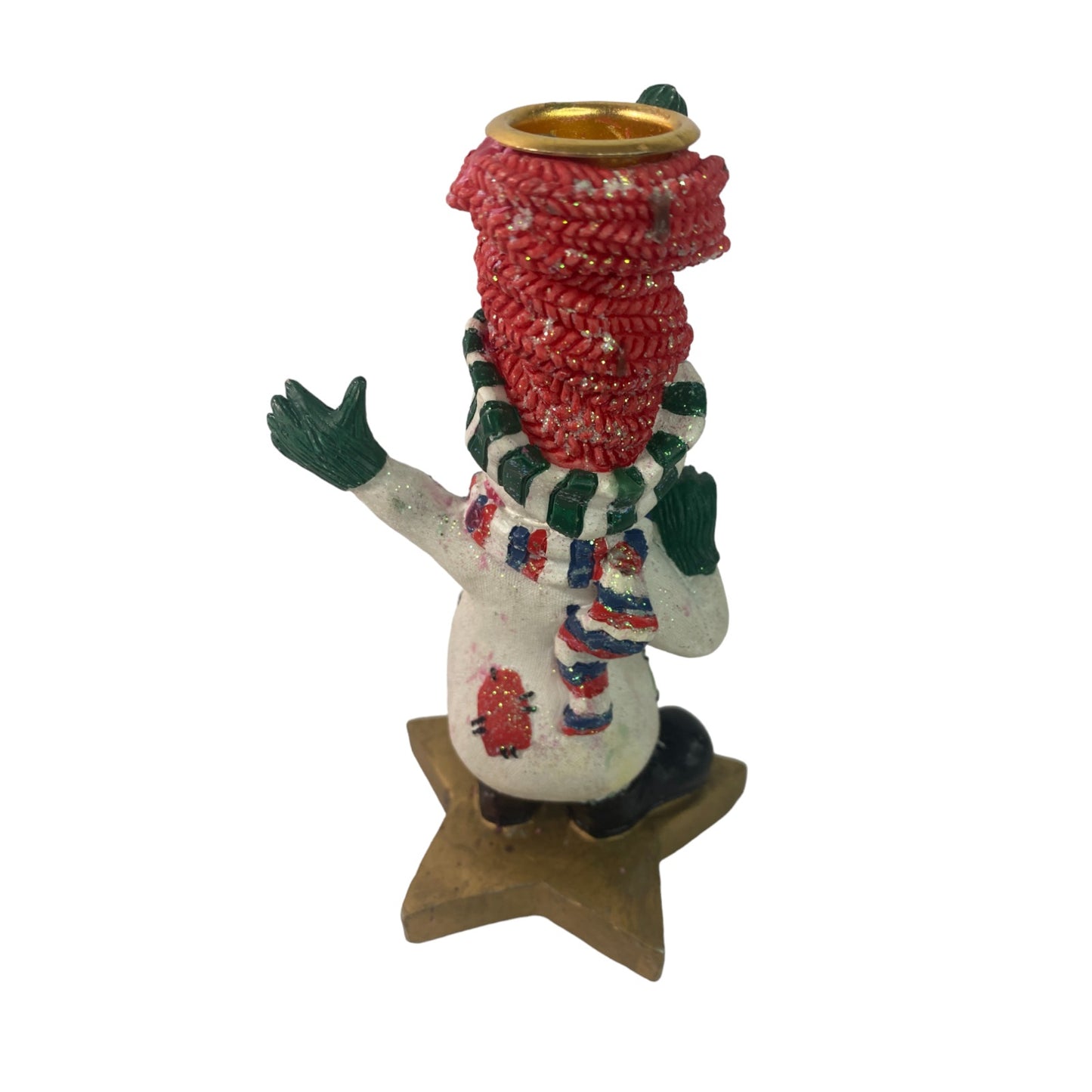 Snowman Candlestick Holders Set Wearing Scarfs Christmas Set Holiday Decoration