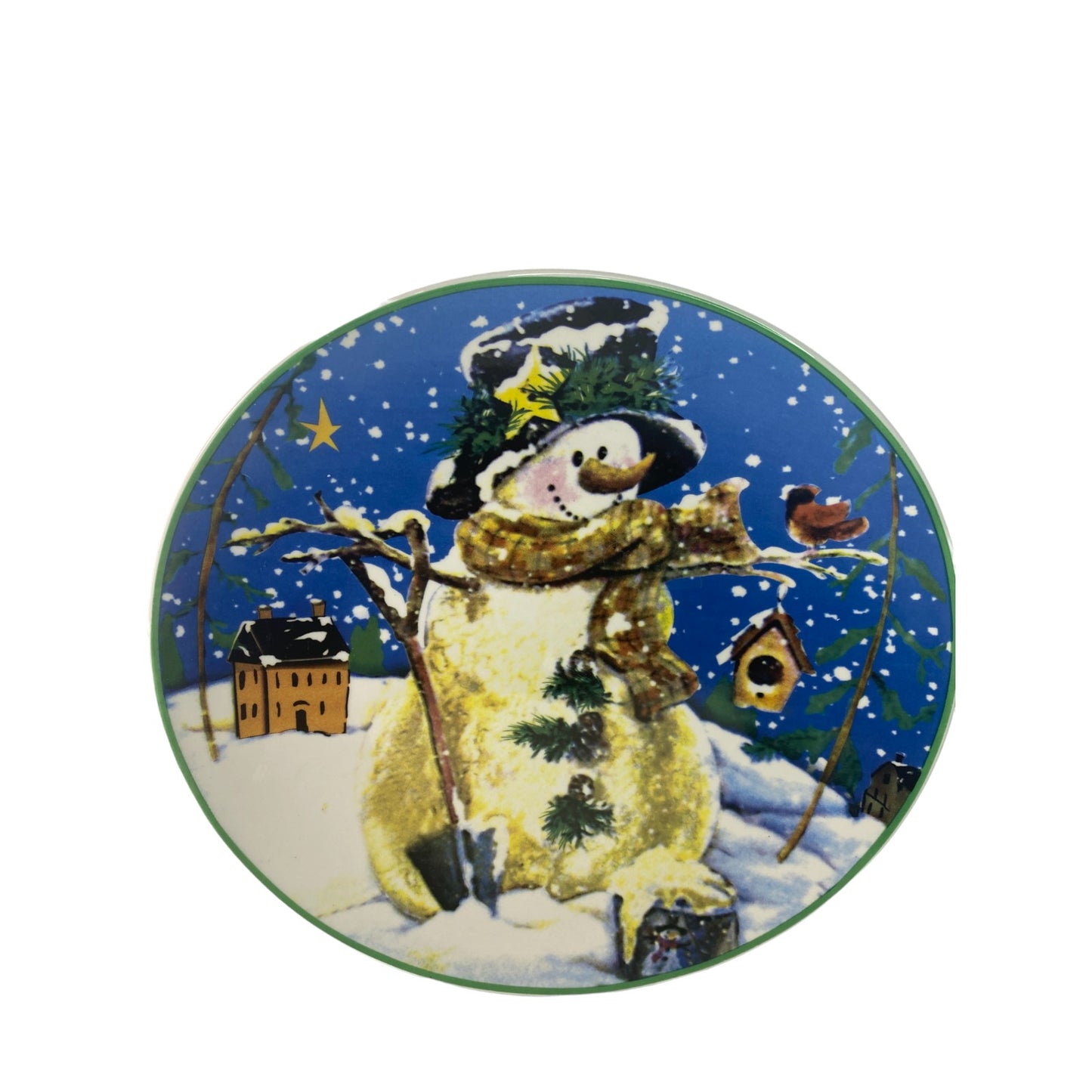 Snowman Christmas Winter Serving Set Dish Cake Plate and Server 12 in Vintage